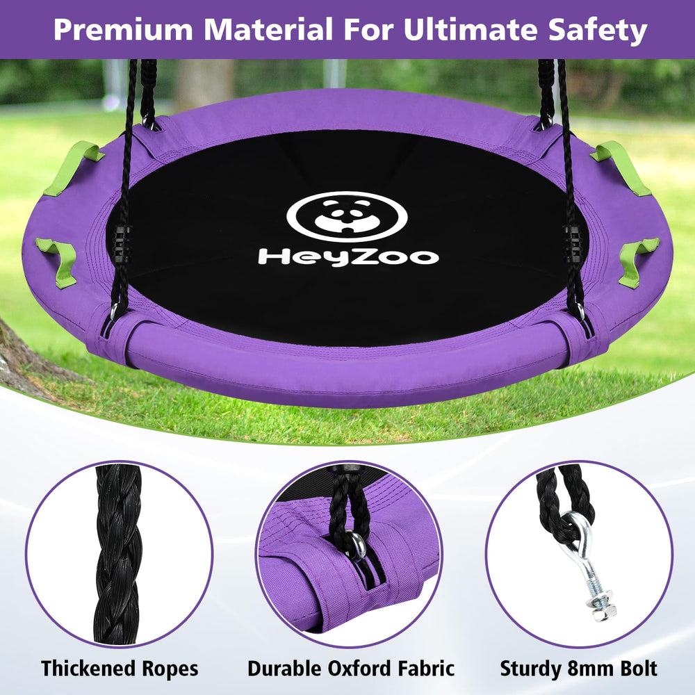 HeyZoo galvanized-frame construction emphasizes sturdy support for outdoor use.