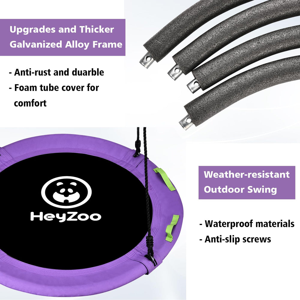 HeyZoo strap and carabiner set provides secure hanging for durable backyard enjoyment.
