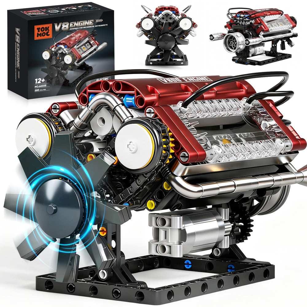 HGYYGACN V8 engine assembly shows detailed motor build for hands-on learning