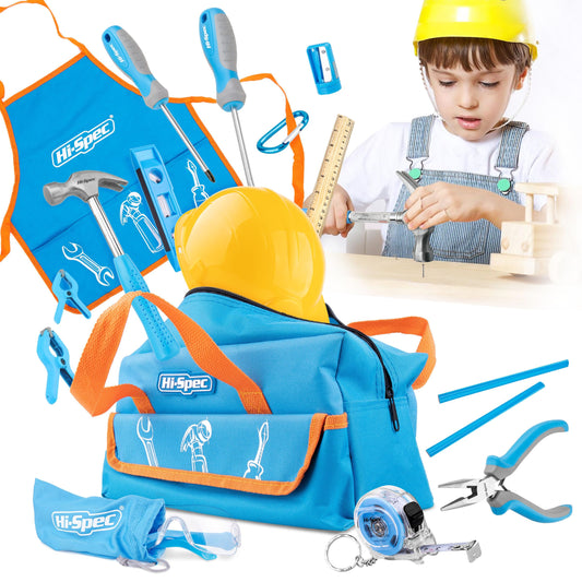 Hi-Spec 18pc blue kids tool kit set for hands-on learning with real metal tools.