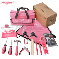 Hi-Spec pink tool bag shown organized with tools inside
