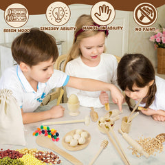 Hiawbon wooden rollers for smooth rolling and motor skill practice