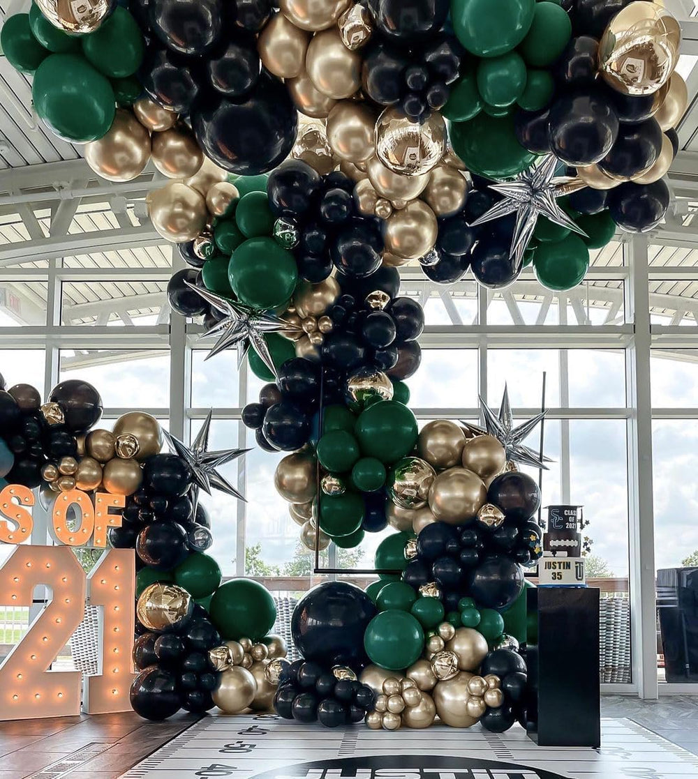 HIBAOpati double-stuffed dark green balloons for lush garlands.
