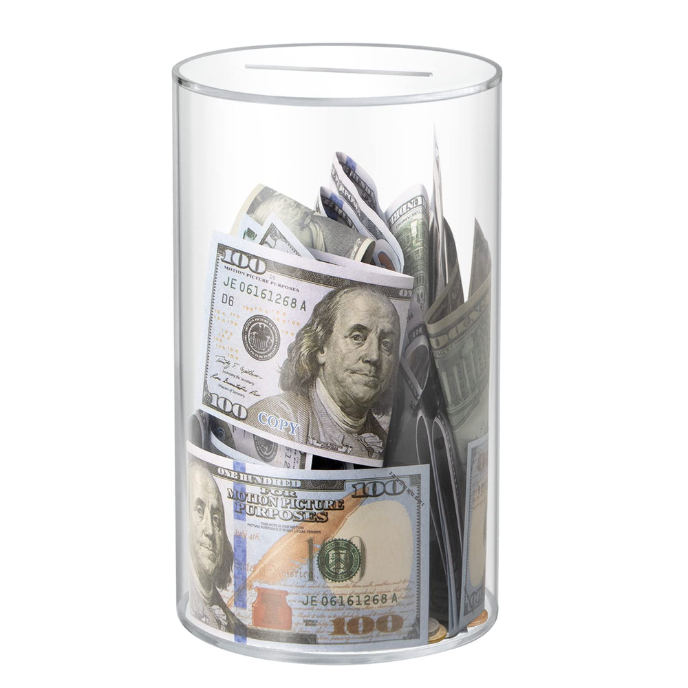 Hicocool clear piggy bank shows deposits through transparency for motivating savings.
