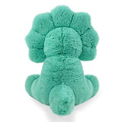 Hideekoog Triceratops plush in various views highlighting soft skin-friendly fabric for kids.
