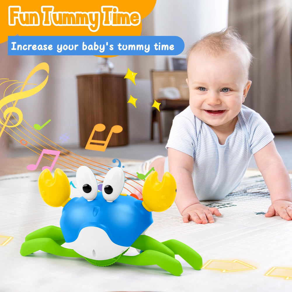 Hielse Crawling Crab toy dancing action captivates baby's attention.