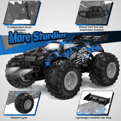 Hielse rc truck two motors power stable grip on uneven ground.