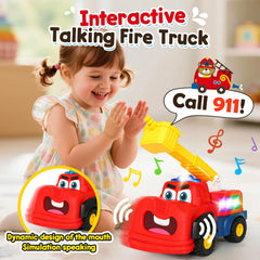 Hieoby fire truck recording feature, kids hear their words in toy voices.