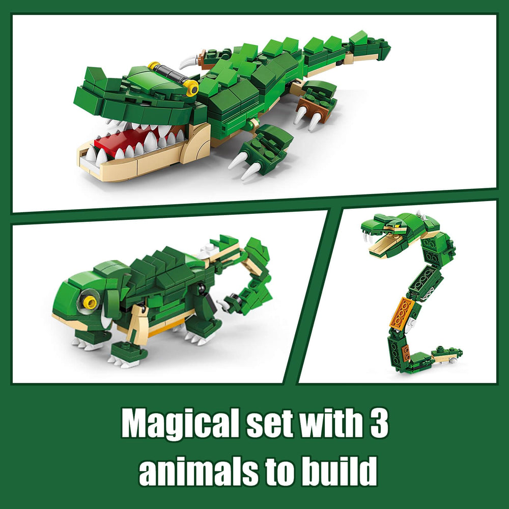 HIGH GODO Creator 3-in-1 Crocodile build showing versatile animal variants