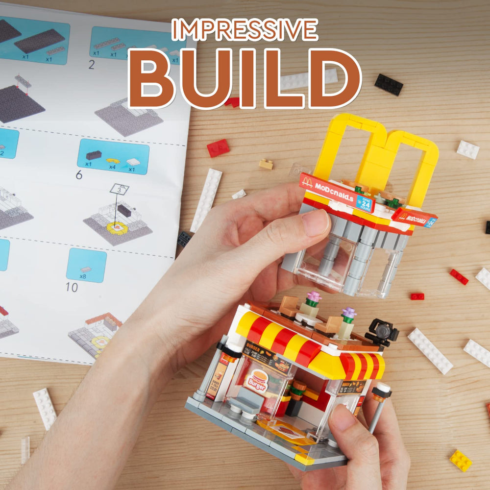 HIGH GODO desk display showcases a charming burger shop centerpiece.