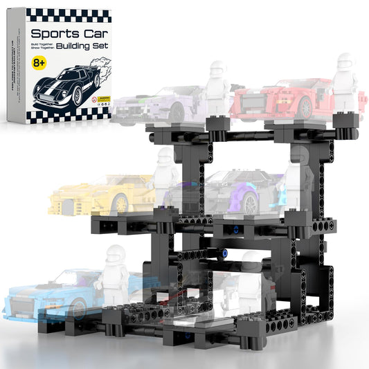 HIGH GODO display stand for Speed Champions holds six cars on a sleek 3-tier rack