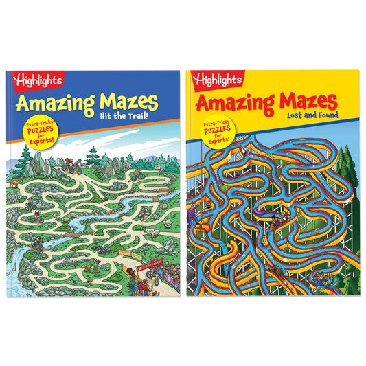Highlights for Children amazing mazes set cover with bold art inviting logical thinking
