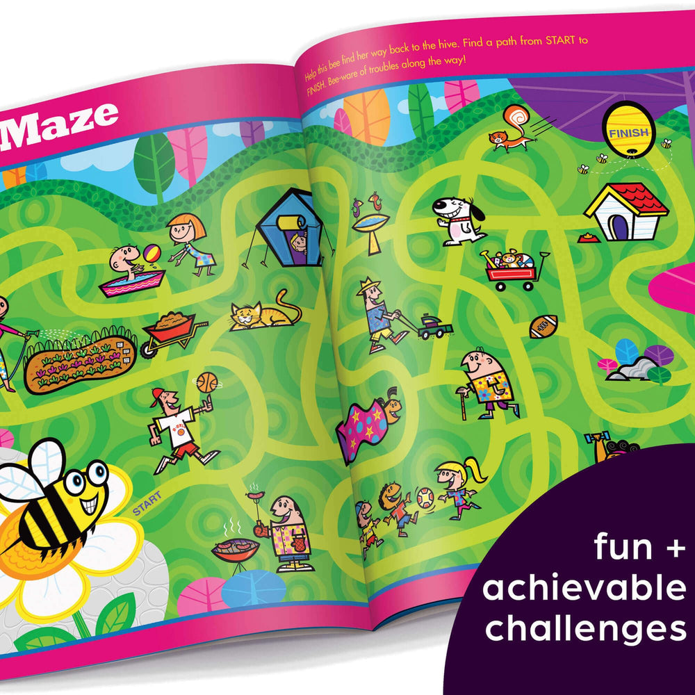 Highlights for Children Amazing Mazes beginner book 2 cover with colorful maze scenes for practice