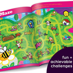 Highlights for Children Amazing Mazes beginner book 2 cover with colorful maze scenes for practice