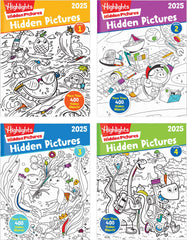 Highlights Hidden Pictures 2025 cover inviting kids to travel-friendly puzzle fun for ages 6 and up.