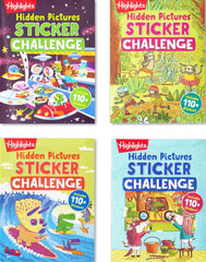 Highlights Hidden Pictures Sticker Challenge Set cover with colorful puzzles and stickers.