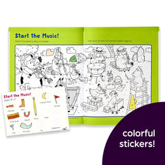 Highlights My First Hidden Pictures stickers spread highlights dozens of stickers to boost fine motor skills.