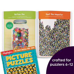 Word Puzzles pages with crosswords and scrambles from Highlights 2026 set
