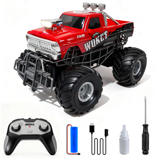 Highmall Highspeed entry red RC monster truck with spray bed for immersive off-road action.