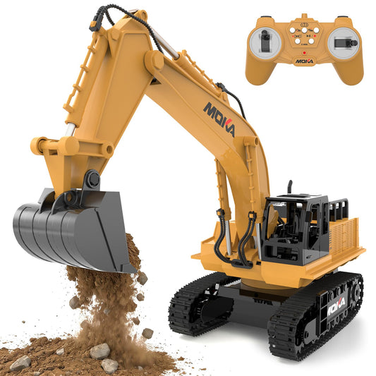 Highmall remote control excavator with 11-channel control for precise operation.