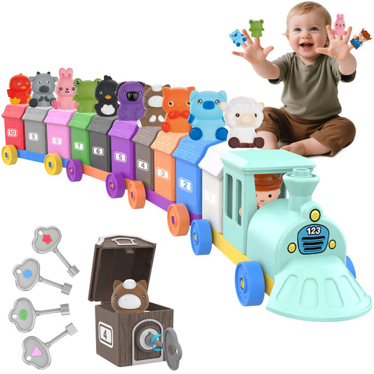 Hiheyhigh Farm Train locomotive in bright colors for toddler counting and pretend play.