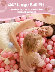 Hikiddy ball pit folded for compact storage and transport