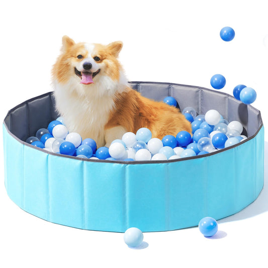 Hikiddy foldable ball pit for dogs, portable fun and quick setup.