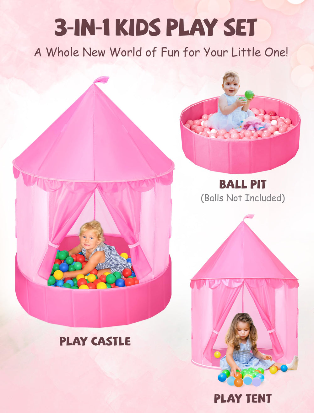 Hikiddy pop-up tent princess castle—quick setup for imaginative pretend play.