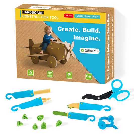 HIKISS 168-piece cardboard tools set encouraging group projects and creativity