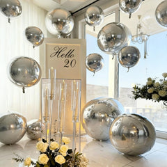 HILAVO 12pcs silver foil balloons 10in small details to elevate tables.