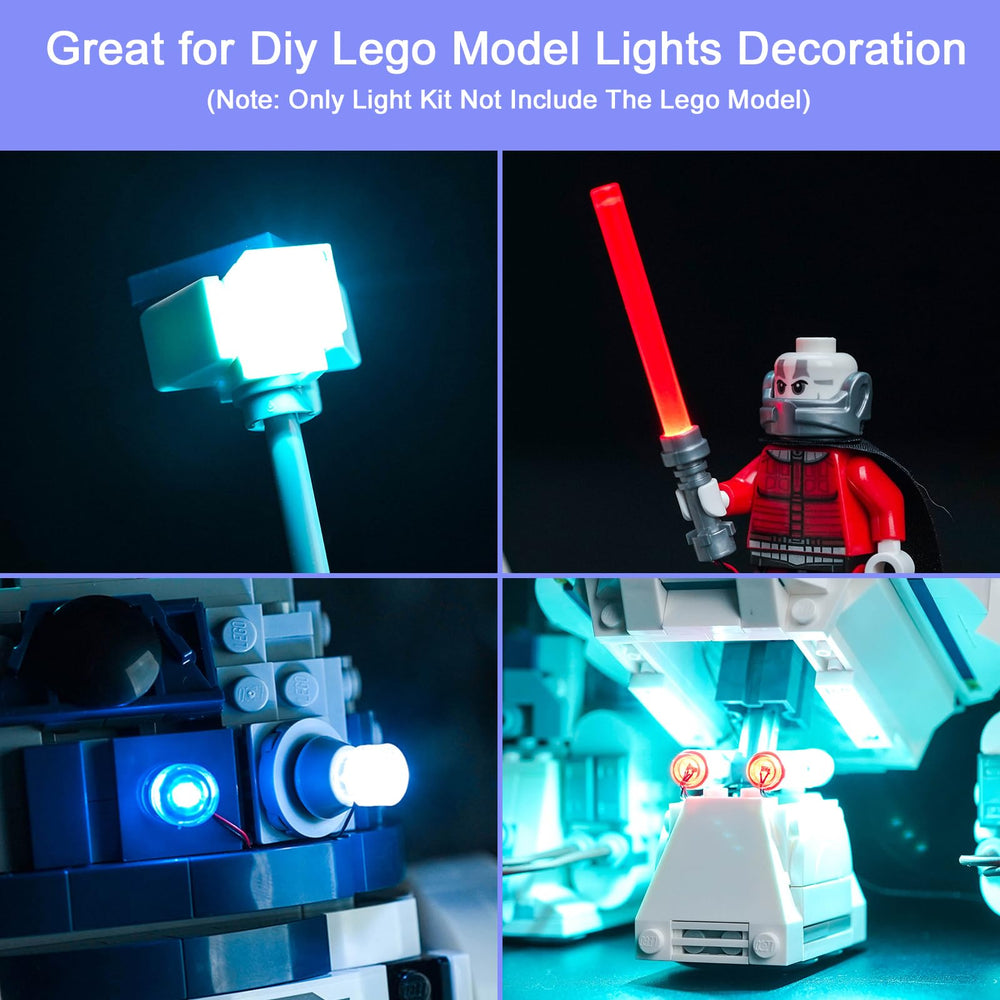 Hilighting compatible with Lego R2-D2 bricks highlights build details
