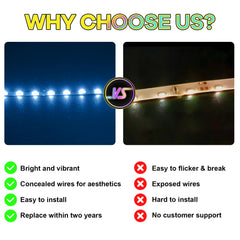 Hilighting LED light kit on Stitch display glowing with bright, vivid lighting.