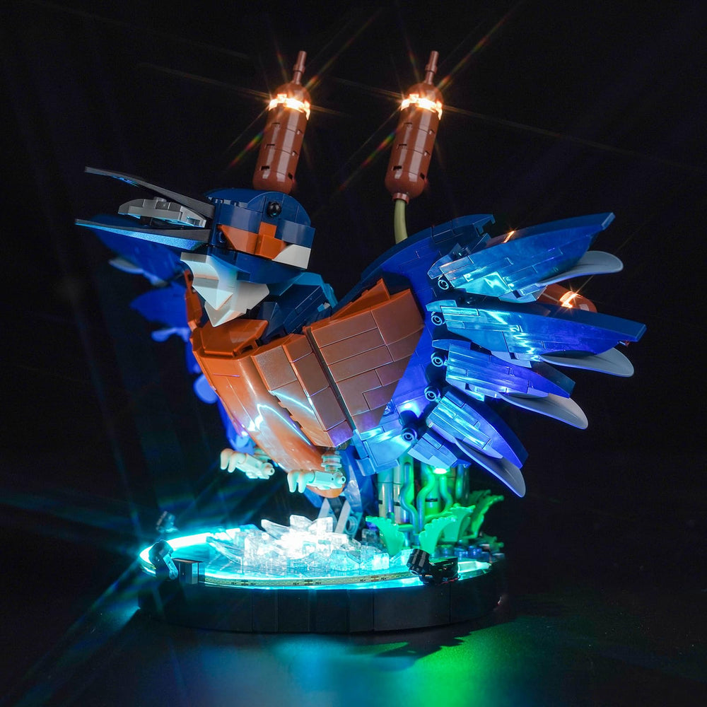 Hilighting LED light kit highlights kingfisher bird details for LEGO 10331 builds.