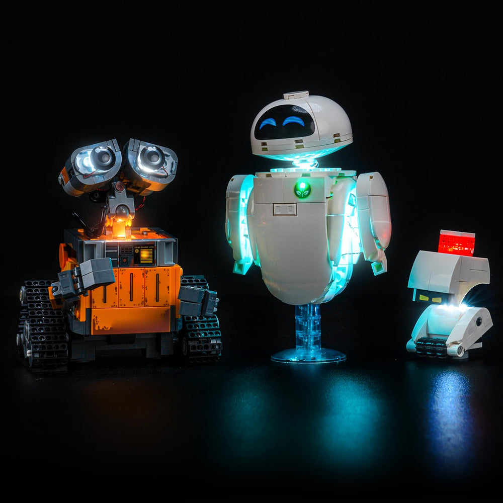 Hilighting Wall-E light kit assembly enhances display with vibrant LEDs.