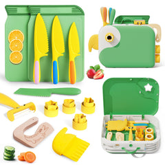 Hilsoeet kids kitchen knife set with storage box keeps tools tidy for easy access.