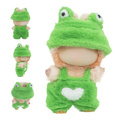 HiOKOU Labubu frog outfit for 17cm dolls, easy dress-up and cute detail.