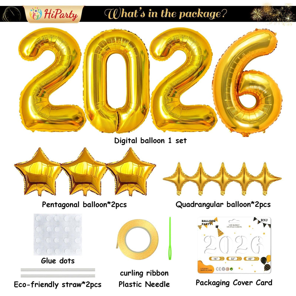 HiParty 10-inch gold four-point star balloons add festive sparkle
