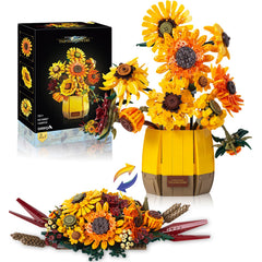 Hirger 2-in-1 Sunflower Building Set Vase Design adds enduring living room decor
