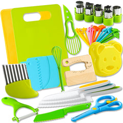 Hirger 46Pcs Kids Knife Set for Real Cooking with kid-safe blades for learning