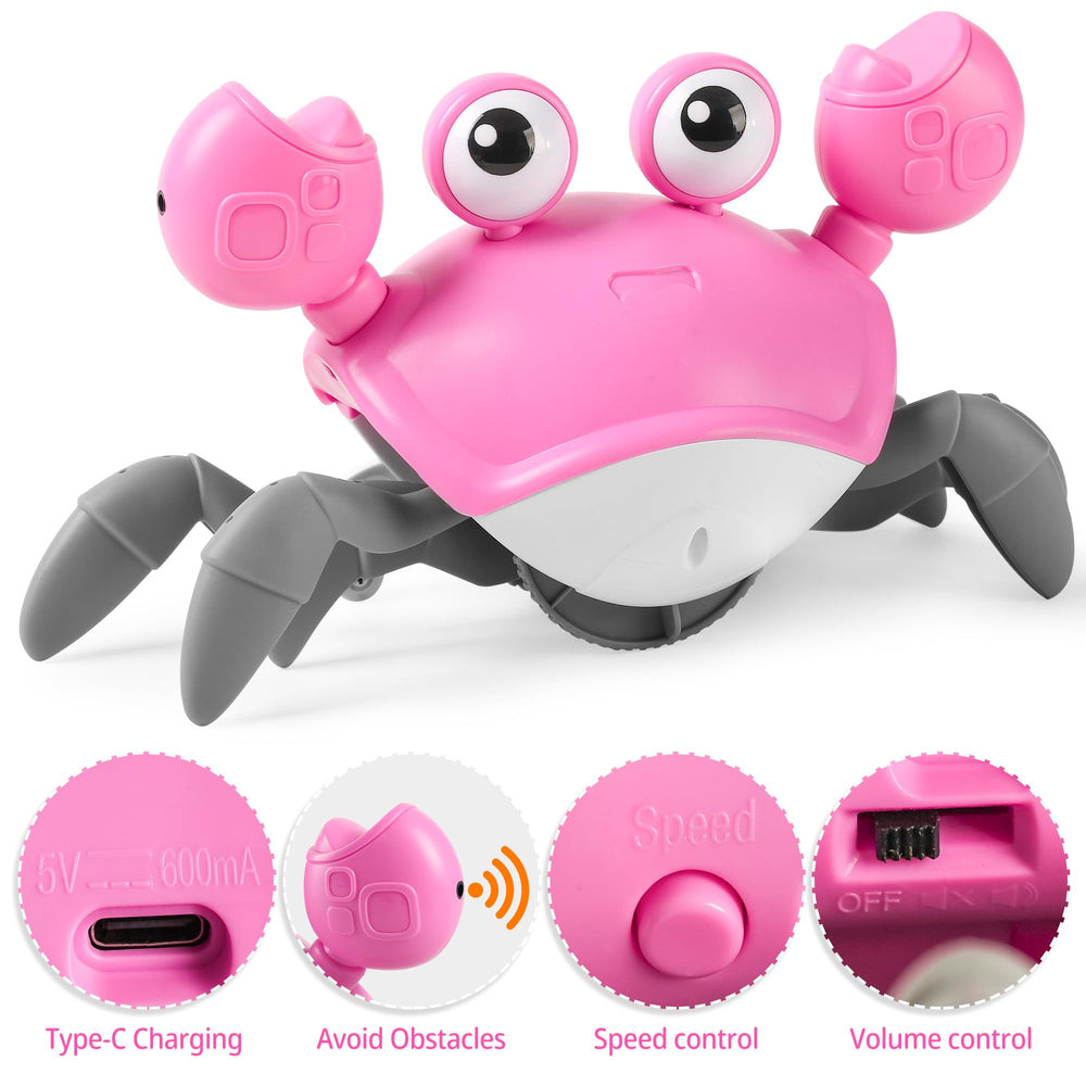 Hirger Crawling Crab Toy upgrades include mute and USB-C charging for convenience.