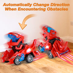 Hirger transforming dinosaur car in dino-mode, encouraging imaginative play.