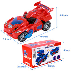 Hirger transforming dinosaur car in action during self-driving play.