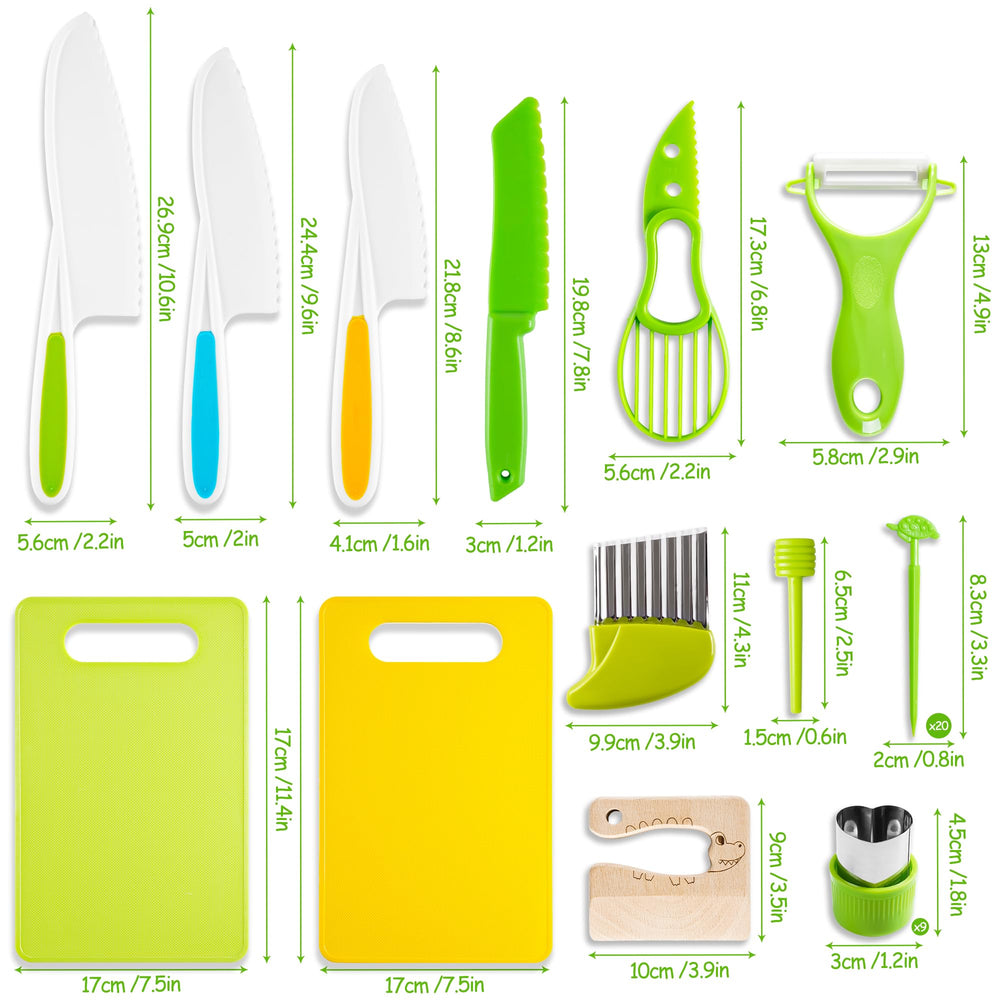 Hirger wooden knife and cutting boards support Montessori style kitchen skills