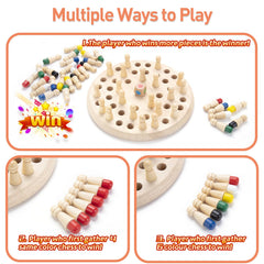 Hirger wooden memory chess pegs in vibrant colors for memory challenges.
