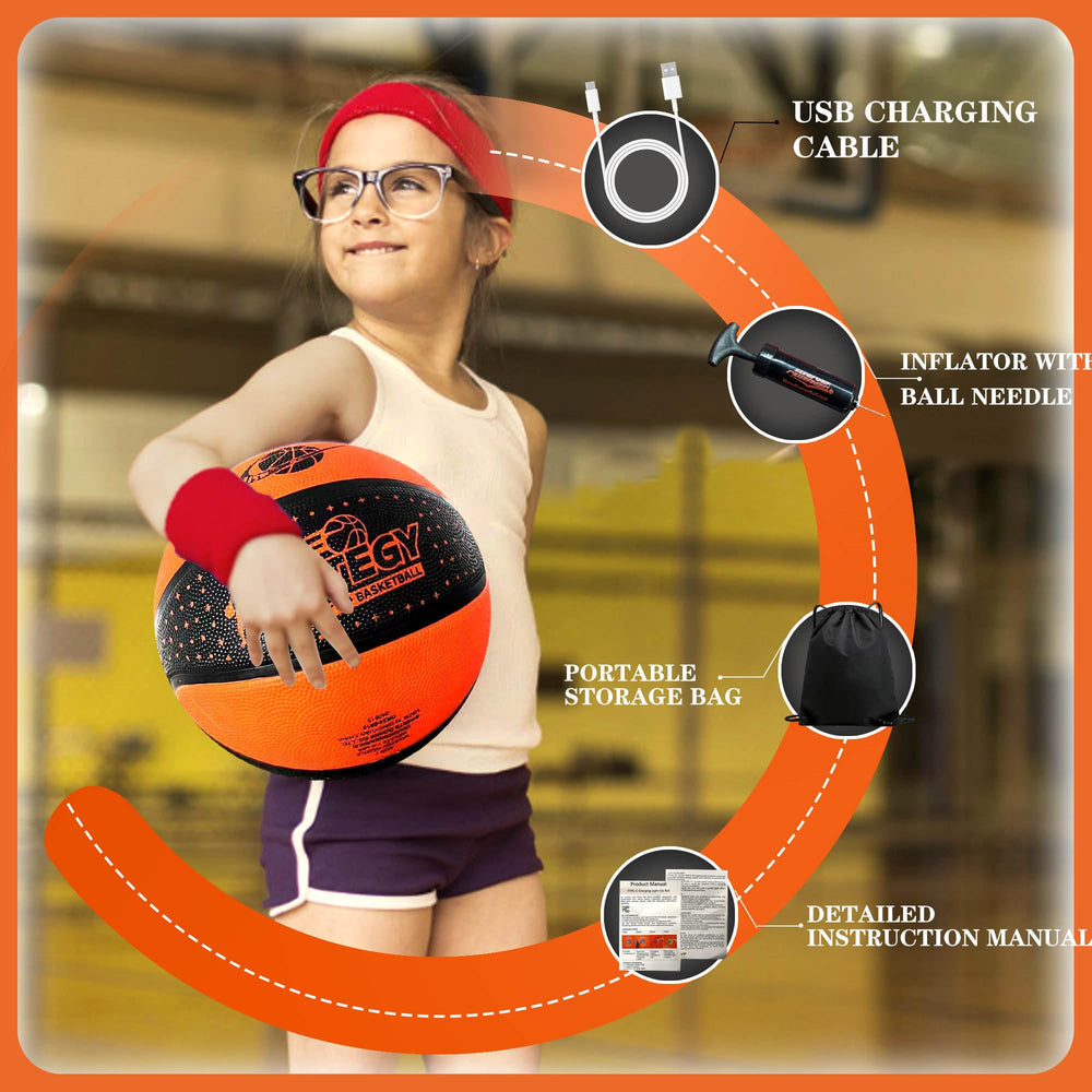 HITEGY Size 7 basketball fits small hands for beginners and aspiring players.