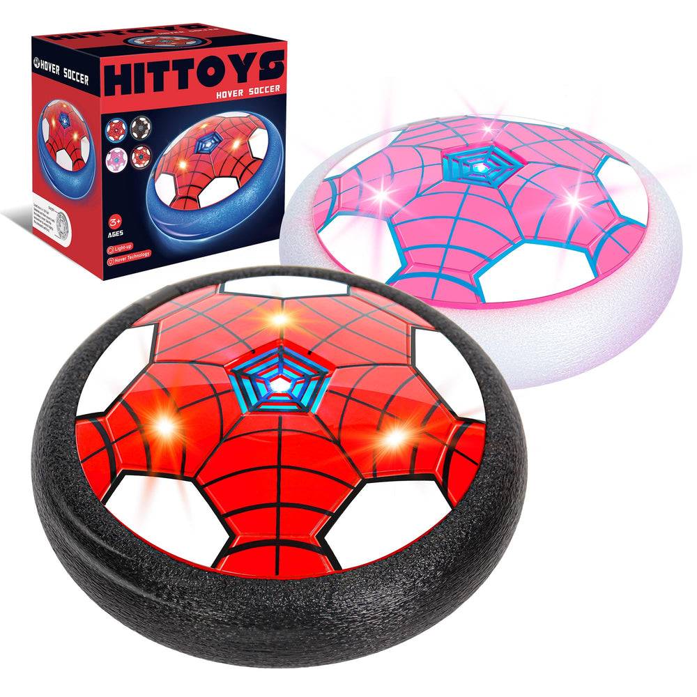 HitToys hover soccer ball 2-pack with LED lights for exciting indoor play.