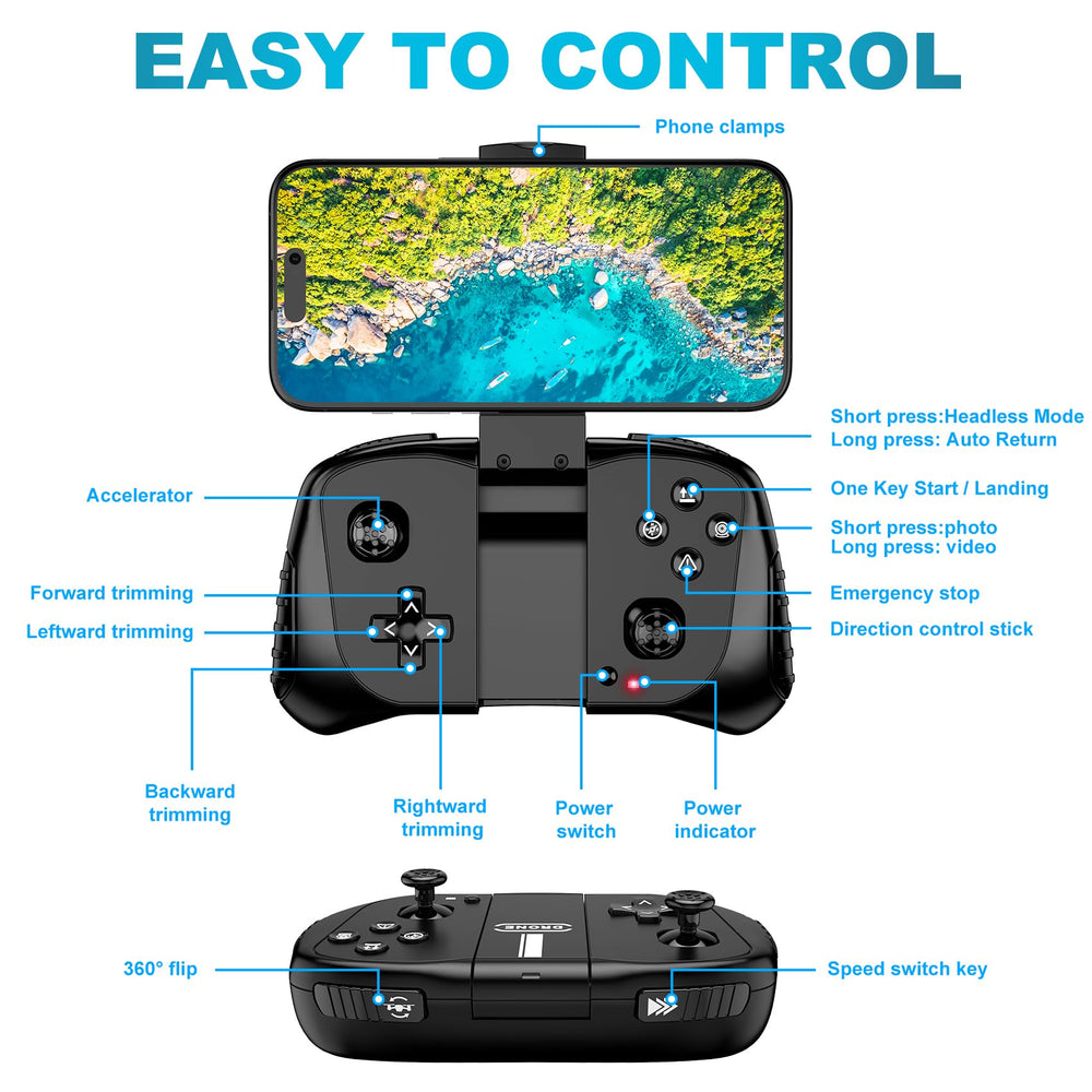 Hiturbo drone with two batteries extends flying time.