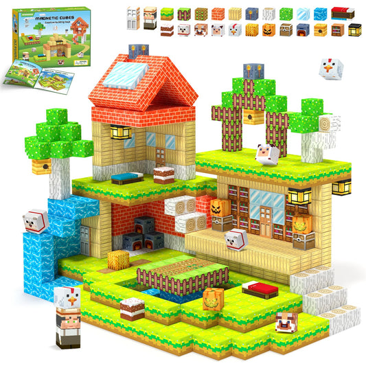 Hiwawind magnetic blocks 80-piece set in action promoting creative STEM play.