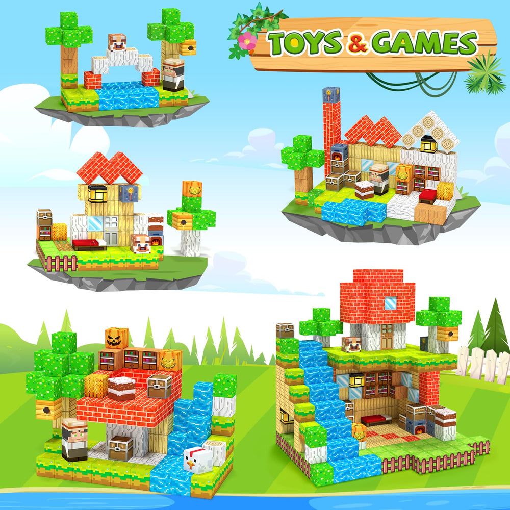 Hiwawind magnetic blocks indoor house build supports concentration and problem solving.