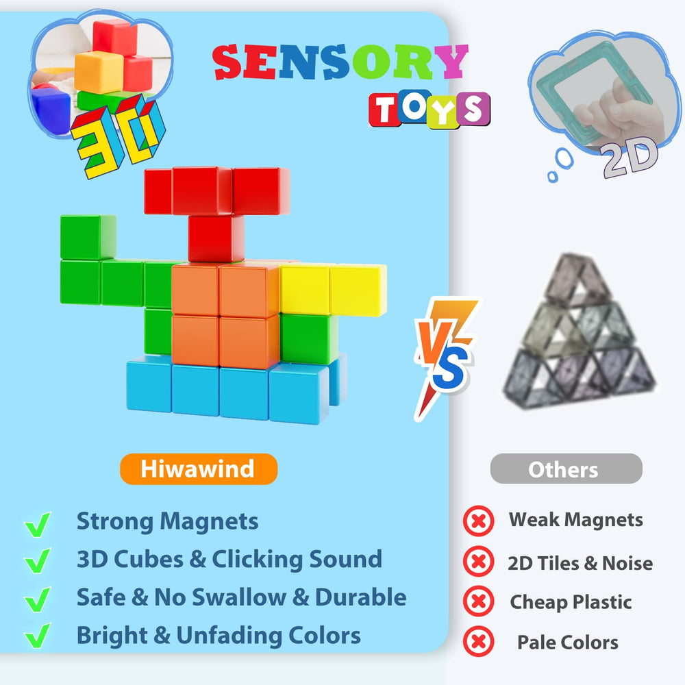 Hiwawind magnetic blocks safety design with smooth edges for little hands